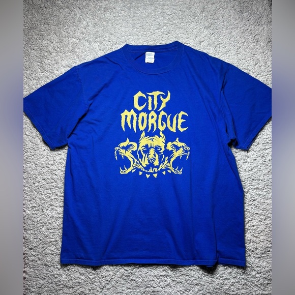 City Morgue Shirt Mens XXL Crewneck Tee Rap Music Grunge Three Headed Pit Bull - Picture 1 of 5